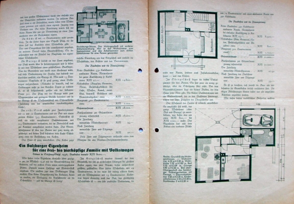 Volkswagen KdF-Wagen Wuestenrot 1939 "Zwei billige Eigenheime mit VW Garagen" Carbrochure (6542)